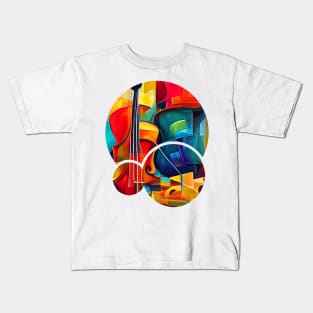 Abstract Violin Paintings, Musical Instrument jazz Kids T-Shirt